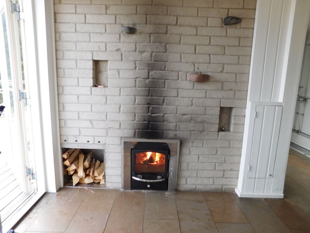 Kamin in der Sauna auf dem Campingplatz Degersand