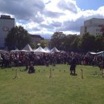 Showkampf auf dem Kampfplatz des Mittelaltermarkt im Volkspark Hagen.