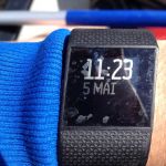 Uhrzeit bei Flusskilometer 40 (Start: 6:15 Uhr), Wesermarathon 2019. Uhrzeit bei Flusskilometer 40 (Start: 6:15 Uhr).