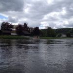 Saunaboot der Weserteherme in Bad Karlshafen von der Weser aus. Saunaboot der Wesertherme.