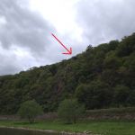 Weser-Skywalk und Hannoversche Klippen von der Weser aus. Weser-Skywalk und Hannoversche Klippen.